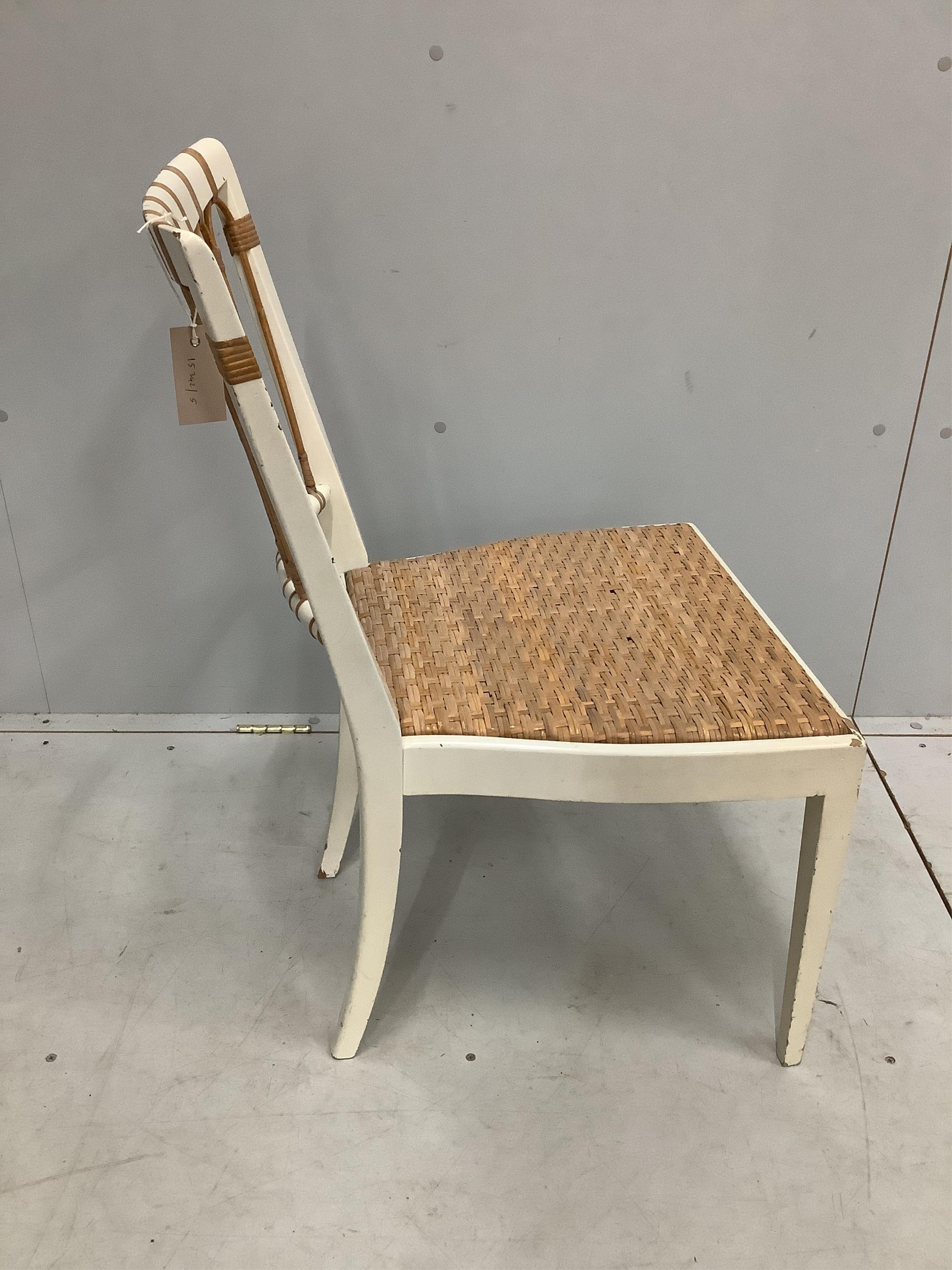 A Josef Frank for Svensat Tenn model 1165 white lacquer and cane chair, width 46cm, depth 46cm, height 85cm. Condition - fair